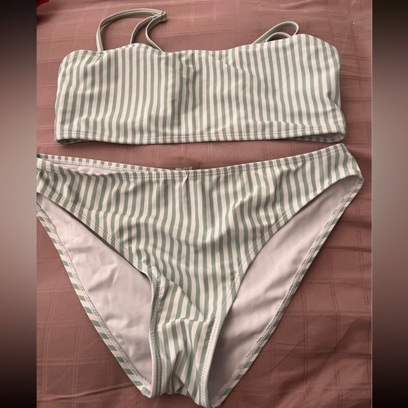 Green and White striped SHEIN bikini 🐚2 for $15 - Picture 2 of 2